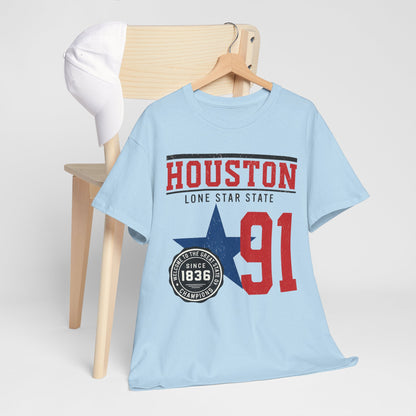 Houston Lone Star State Tee - Unisex Heavy Cotton Shirt, Casual Wear, Gift for Texans, Travel Souvenir, College Spirit