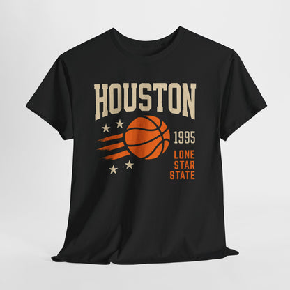 Houston Basketball Vintage Unisex Heavy Cotton Tee, Sports T-Shirt, Gift for Him, College Gear, Retro Style, Casual Wear
