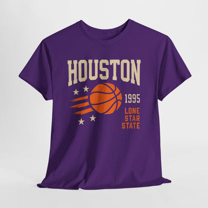 Houston Basketball Vintage Unisex Heavy Cotton Tee, Sports T-Shirt, Gift for Him, College Gear, Retro Style, Casual Wear