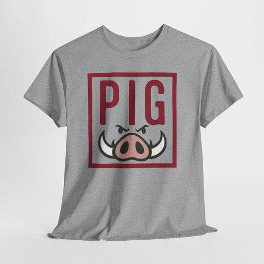 Arkansas Razorbacks Red “PIG” Fun Animal T-Shirt, Cute Gift for Animal Lovers, Quirky Everyday Wear, Unique Pig Design Shirt