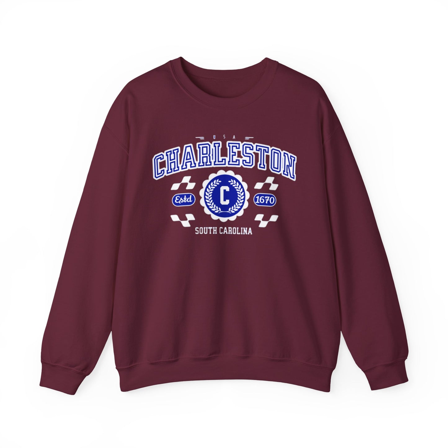Vintage Charleston South Carolina SC Athletic Sports Design Crewneck Sweatshirt