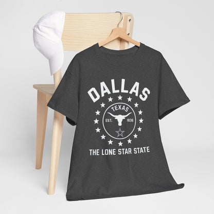 Dallas Lone Star Tee, Unisex Cotton Shirt, Texas Pride T-Shirt, Casual Wear for Festivals, Perfect Gift for Texans