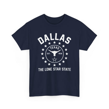 Dallas Lone Star Tee, Unisex Cotton Shirt, Texas Pride T-Shirt, Casual Wear for Festivals, Perfect Gift for Texans