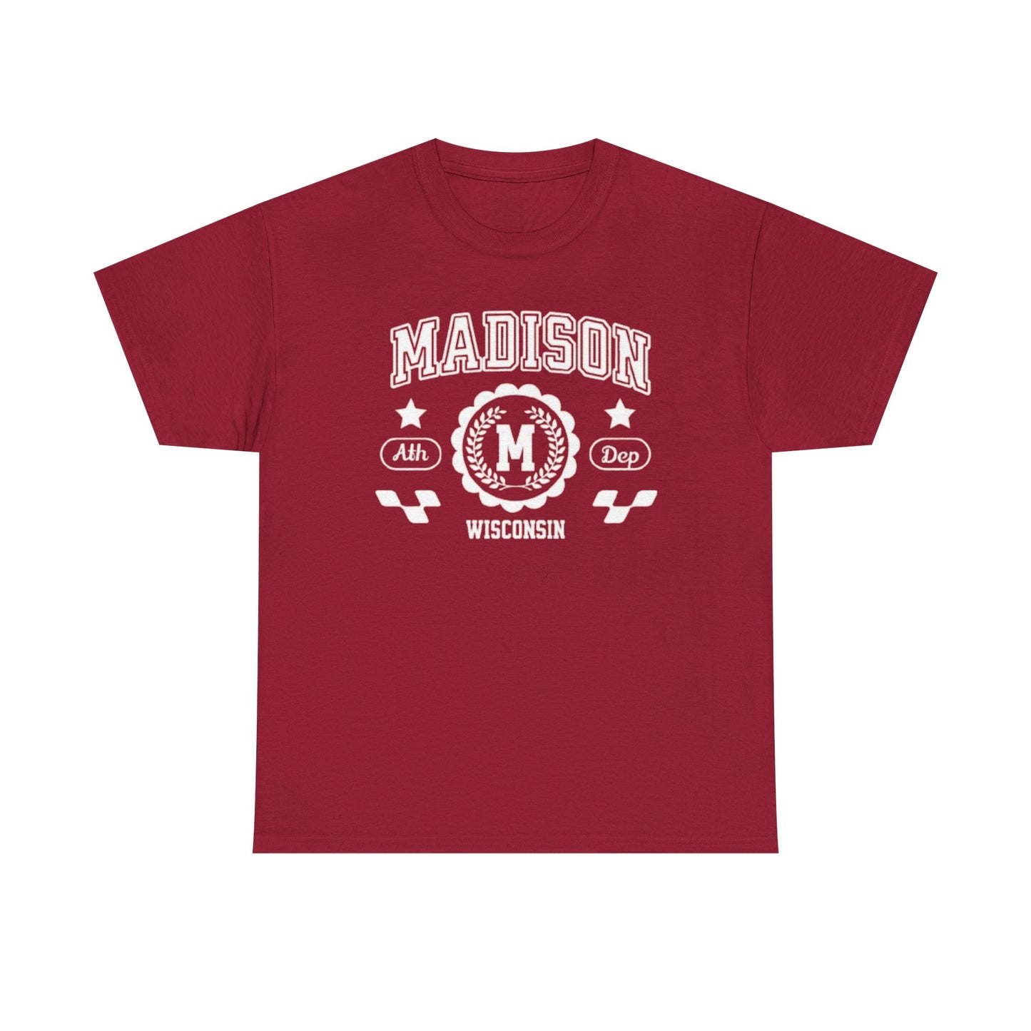 WI Vintage Athletic Sports Design Cotton Tee Madison Wisconsin T-Shirt