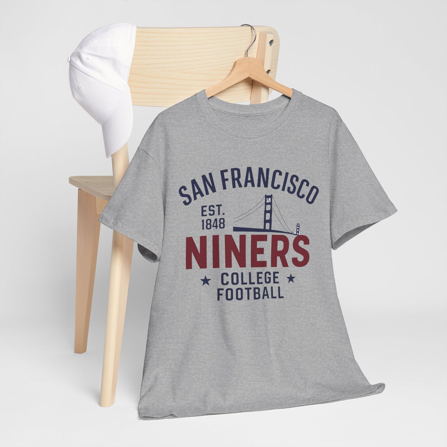 San Francisco Niners Football Tee, Unisex Cotton T-Shirt, Vintage College Style, Game Day Shirt, Sports Fan Apparel, Gift for Him/Her