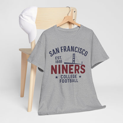 San Francisco Niners Football Tee, Unisex Cotton T-Shirt, Vintage College Style, Game Day Shirt, Sports Fan Apparel, Gift for Him/Her