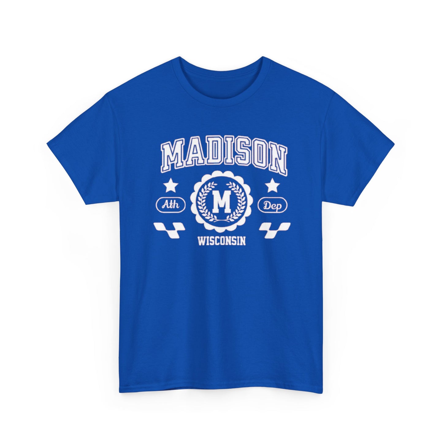 WI Vintage Athletic Sports Design Cotton Tee Madison Wisconsin T-Shirt