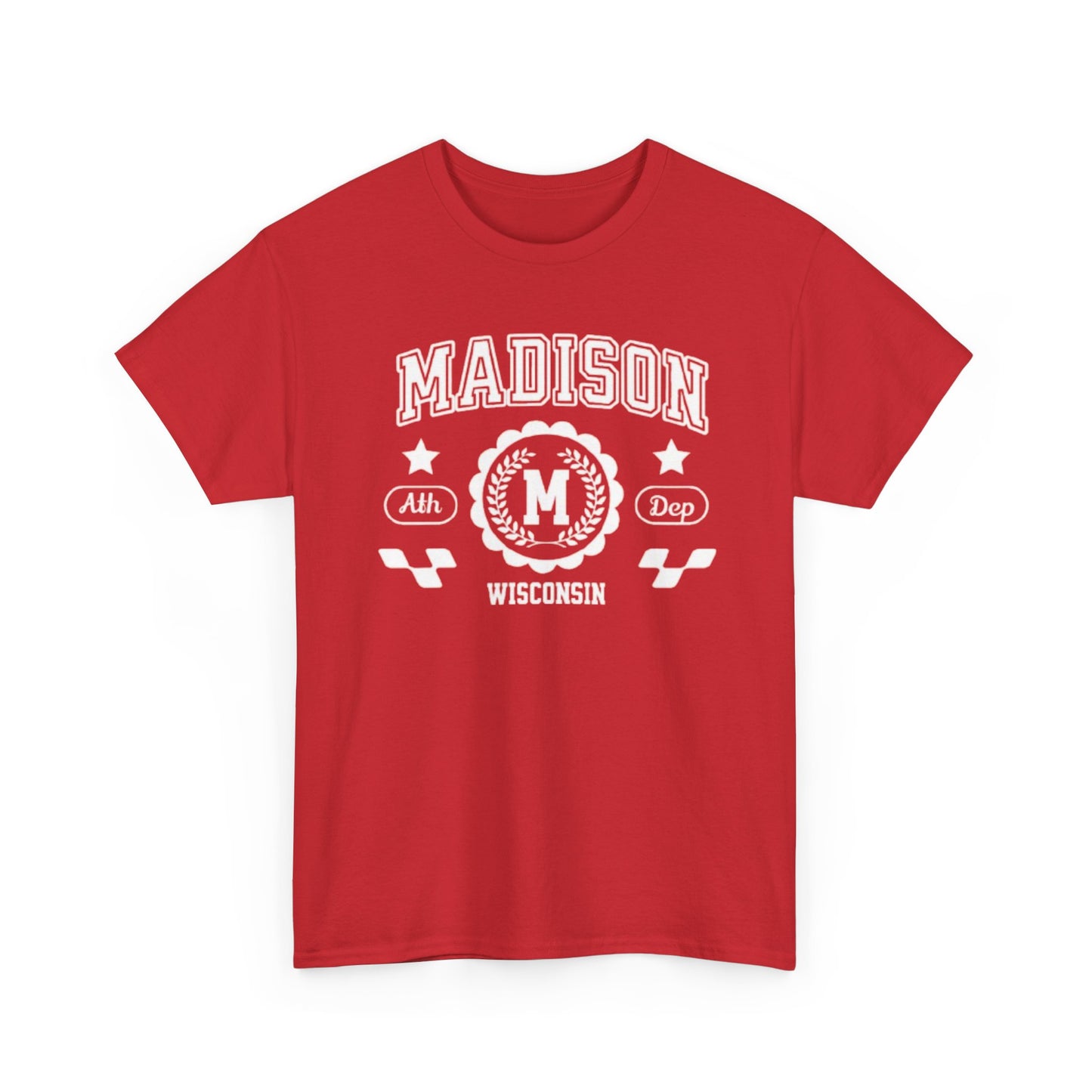 WI Vintage Athletic Sports Design Cotton Tee Madison Wisconsin T-Shirt