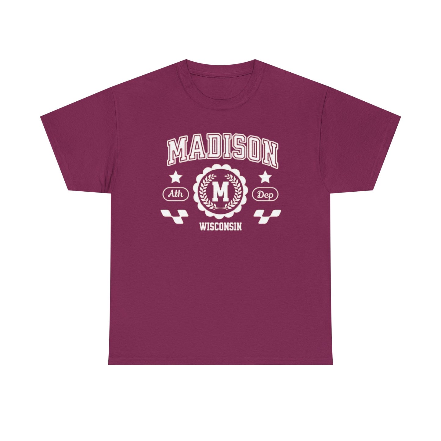 WI Vintage Athletic Sports Design Cotton Tee Madison Wisconsin T-Shirt