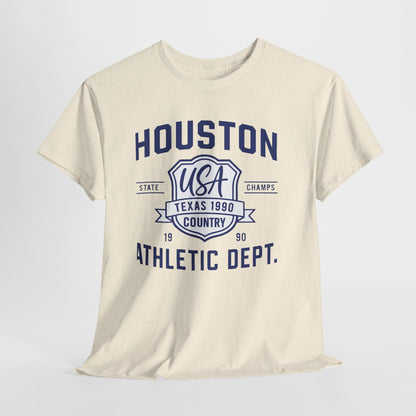 Vintage Houston Athletic Dept. Tee, Unisex Cotton Shirt, Graphic Tee, Gift for Sports Lovers, Casual Wear