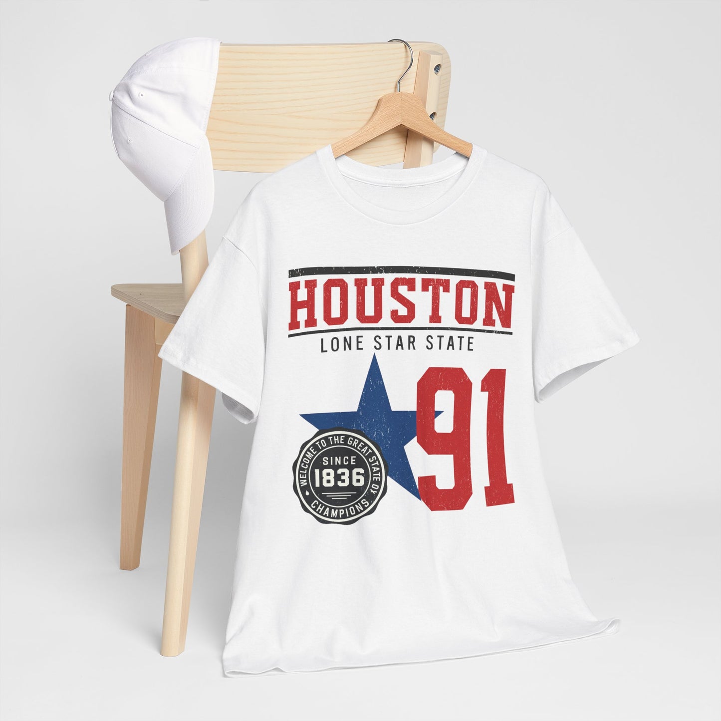Houston Lone Star State Tee - Unisex Heavy Cotton Shirt, Casual Wear, Gift for Texans, Travel Souvenir, College Spirit