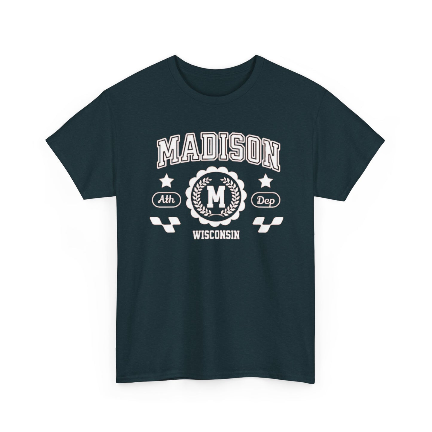 WI Vintage Athletic Sports Design Cotton Tee Madison Wisconsin T-Shirt