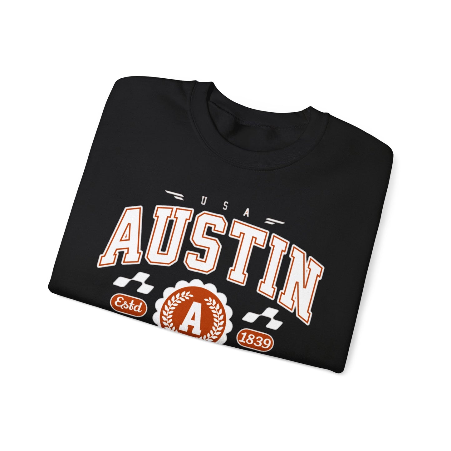 East 1839 Austin Texas TX Vintage Athletic Sports Design Pullover Crewneck Sweatshirt