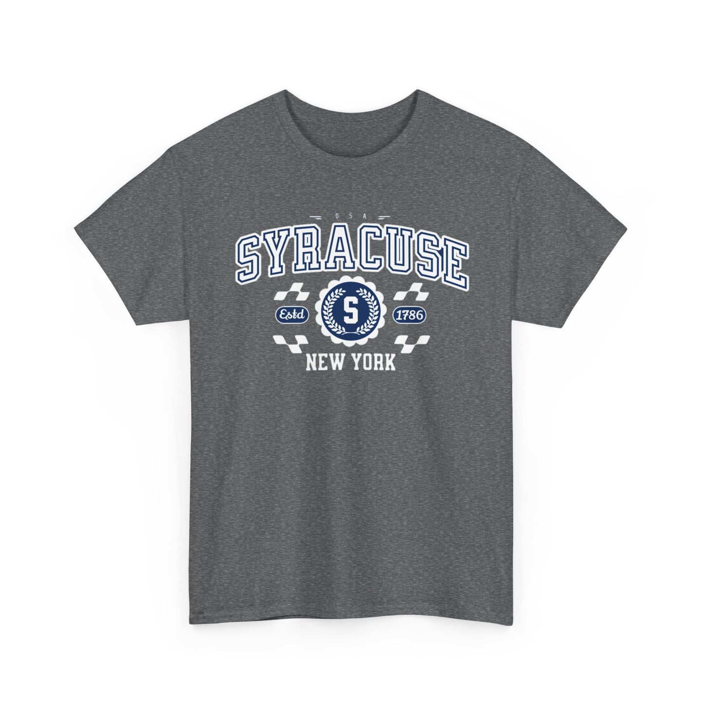 Vintage Syracuse New York Athletic Sports Design varsity t-shirt Unisex Heavy Cotton Tee