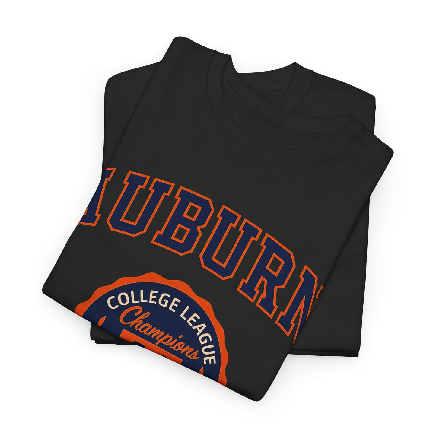 Auburn University Navy and Orange Heavy Cotton T-Shirt – College Spirit Unisex Tee for Game Day and Campus Style