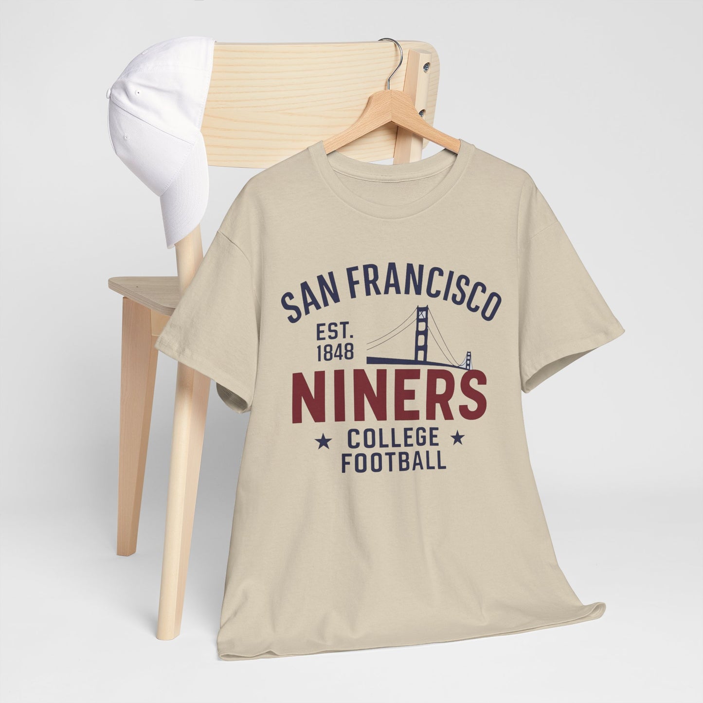 San Francisco Niners Football Tee, Unisex Cotton T-Shirt, Vintage College Style, Game Day Shirt, Sports Fan Apparel, Gift for Him/Her