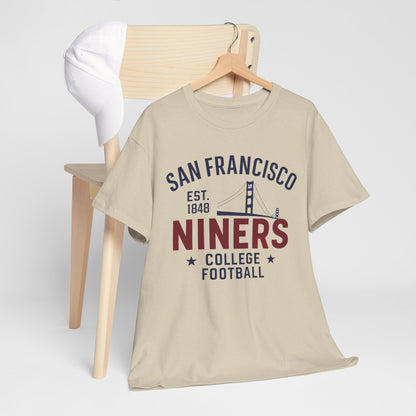 San Francisco Niners Football Tee, Unisex Cotton T-Shirt, Vintage College Style, Game Day Shirt, Sports Fan Apparel, Gift for Him/Her