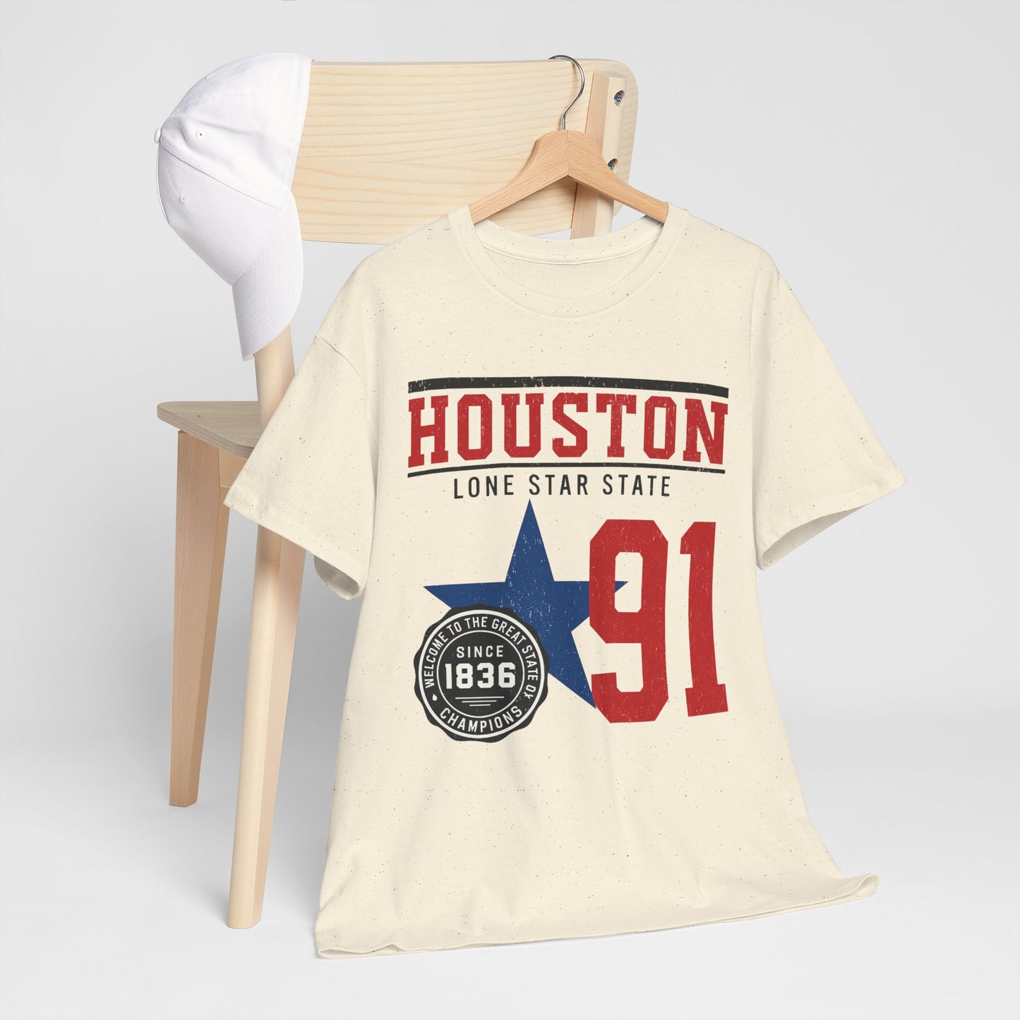 Houston Lone Star State Tee - Unisex Heavy Cotton Shirt, Casual Wear, Gift for Texans, Travel Souvenir, College Spirit