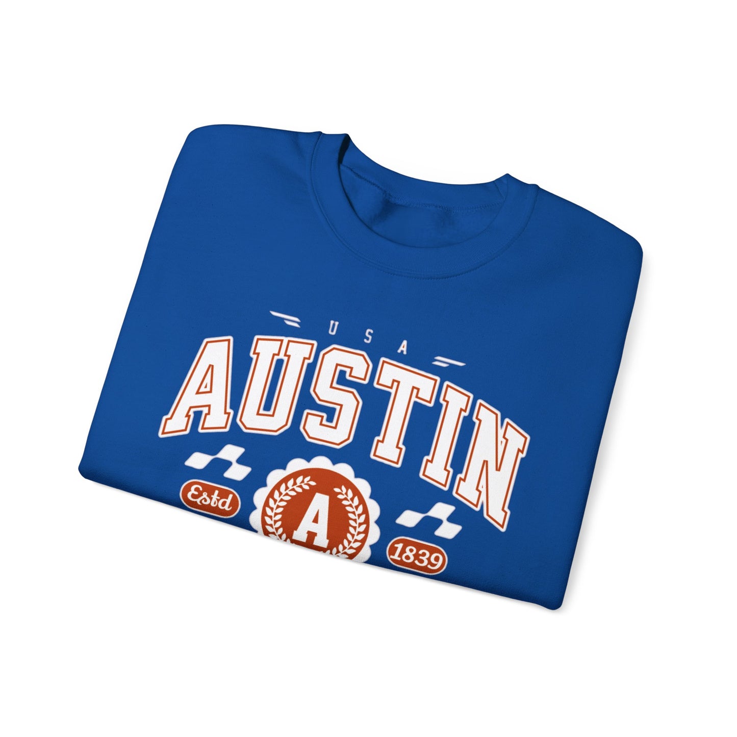East 1839 Austin Texas TX Vintage Athletic Sports Design Pullover Crewneck Sweatshirt