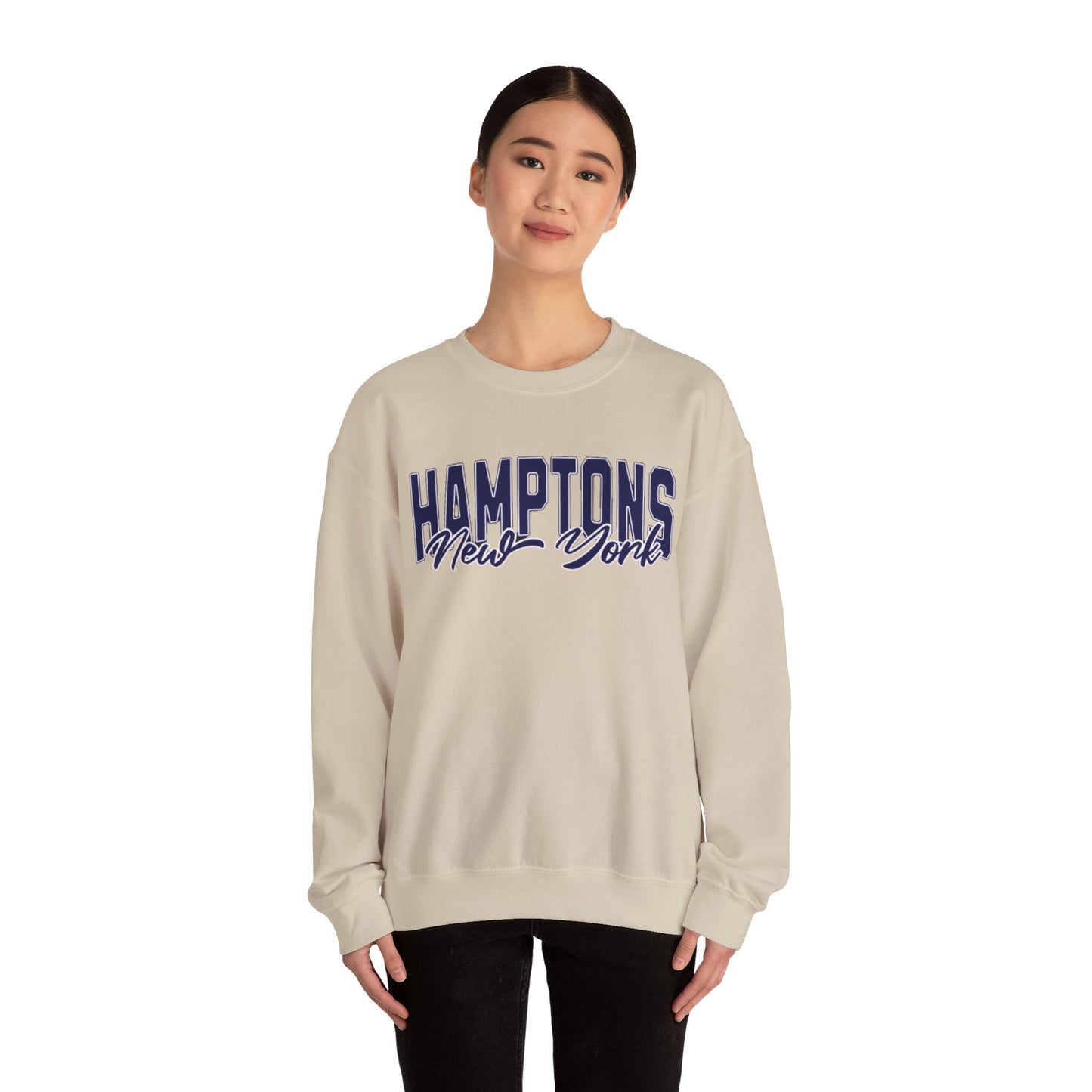 The Hamptons Sweatshirt - Long Island New York Pullover, Faded Vintage Aesthetic Varsity Design