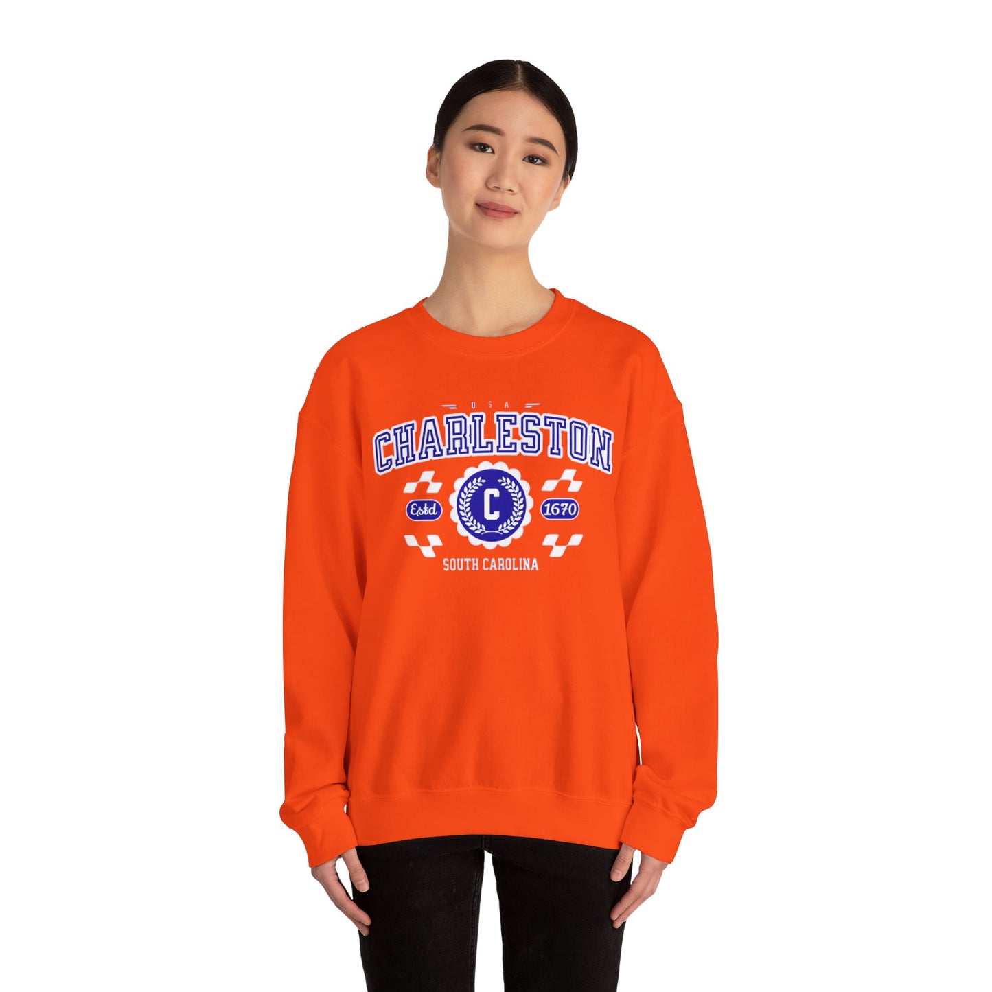 Vintage Charleston South Carolina SC Athletic Sports Design Crewneck Sweatshirt