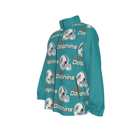 Miami Football Game Day All-Over Print Men's Stand-up Collar Zip-up Windproof Jacket