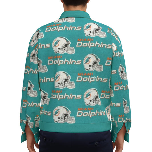 Miami Football Game Day All-Over Print Unisex Lapel Jacket | 245GSM Cotton