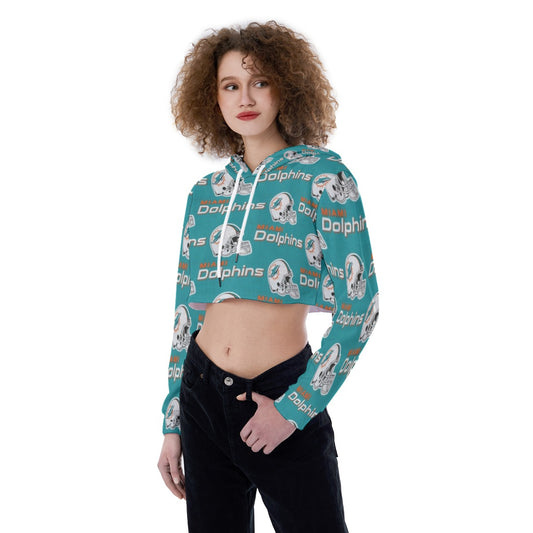 Miami Football Game Day All-Over Print Women's Crop Top Hoodie