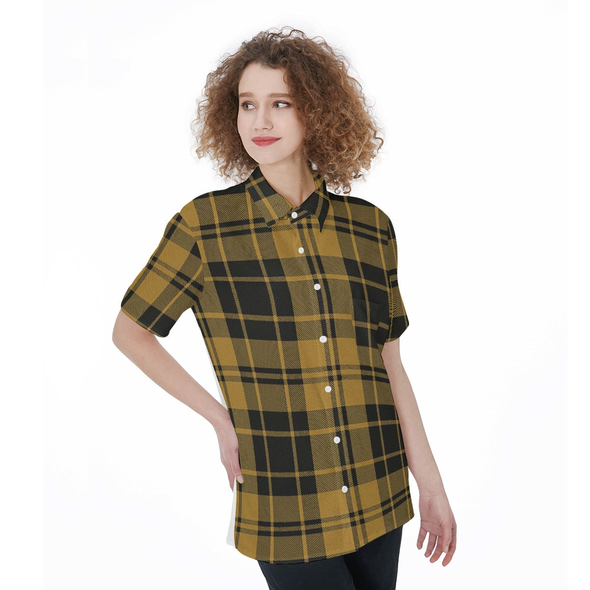 Central Florida tartan plaid  Women's Short Sleeve Shirt With Pocket