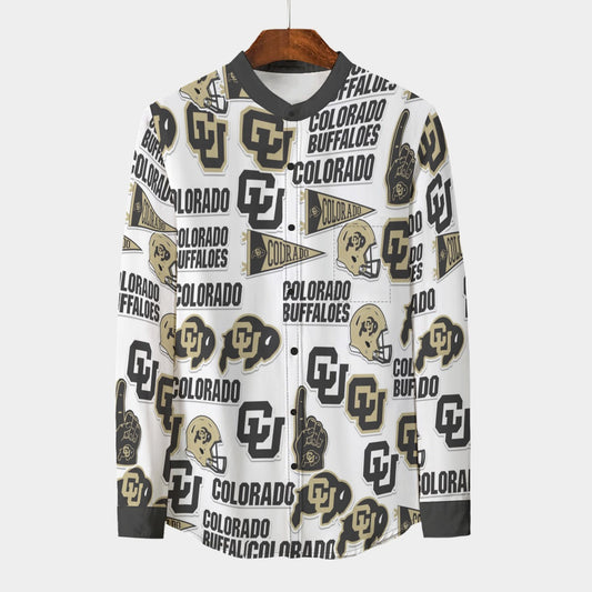 Colorado Boulder - Buffaloes Stand Collar Shirt With Long Sleeve|110GSM Imitation Flax