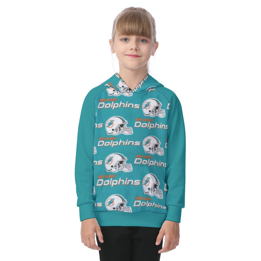 Miami Football Game Day All-Over Print Kid's Raglan Pullover Hoodie