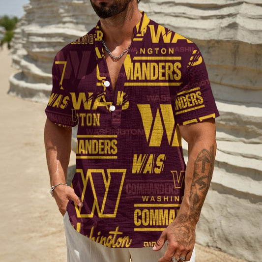 Washington Commanders Men's Henley Polo Shirt