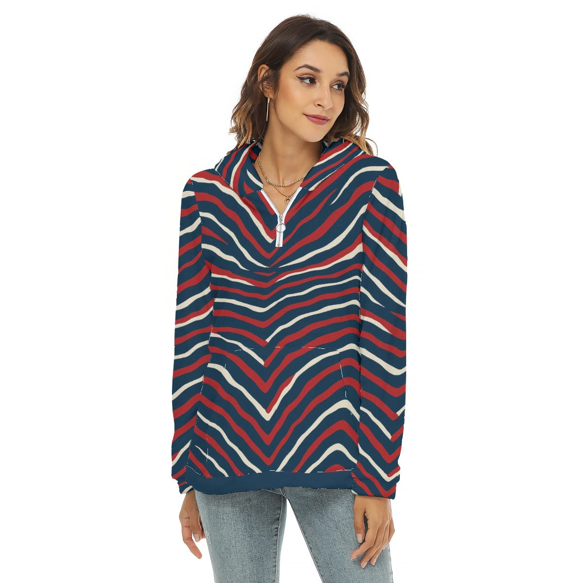 SD HUESCA Women's Borg Fleece Hoodie With Half Zip