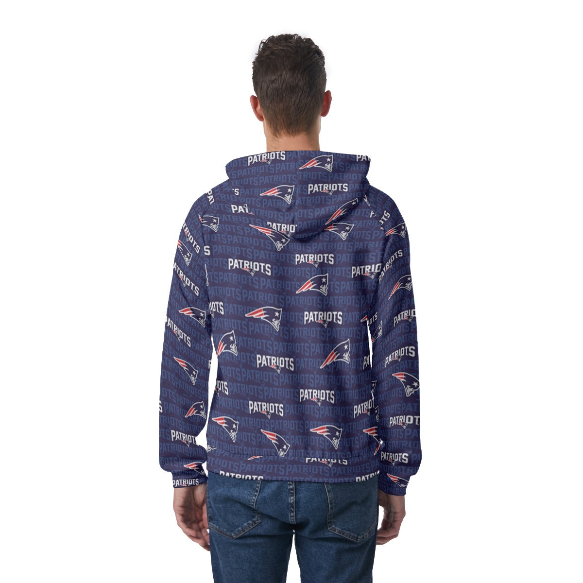 New England Football Game Day All-Over Print Men's Raglan Pullover Hoodie