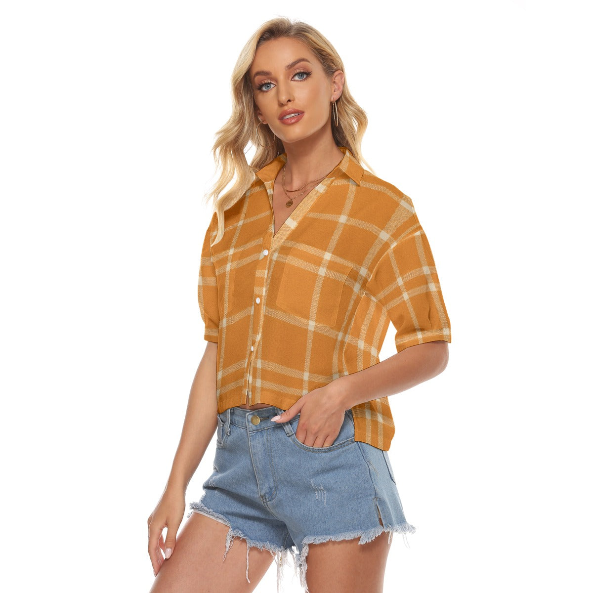 Urban Legend Tennessee Volunteers Tartan Plaid Women's V-Neck Shirt – Orange and White College Stree
