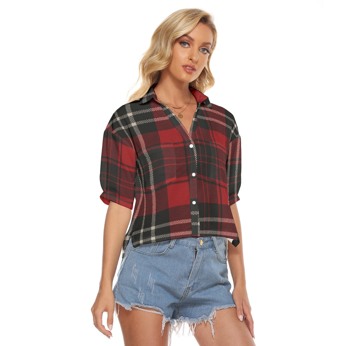 Urban Legend Georgia Bulldogs Tartan Plaid Women's V-Neck Shirt – Red and Black College Heritage wit