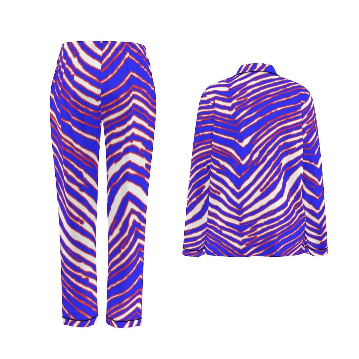 Buffalo Bills Zubaz Women's Long Sleeve Pajama Set With Black Contrast Piping
