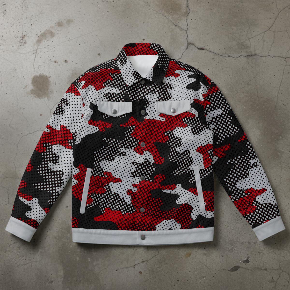 Urban Legend Georgia  Red Black Camo Unisex Collared Jacket