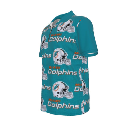 Miami Football Game Day All-over Print Men's Polo Shirt with  Zipper
