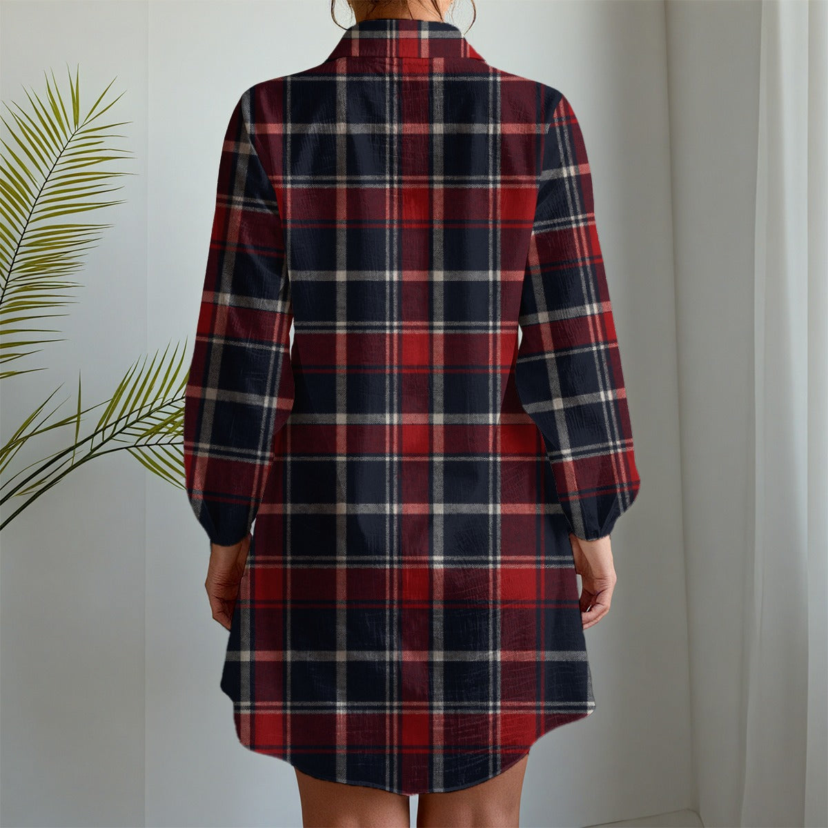 Mississippi Tartan Plaid Ole Miss Rebels Women's Long Sleeve Shirt Dress