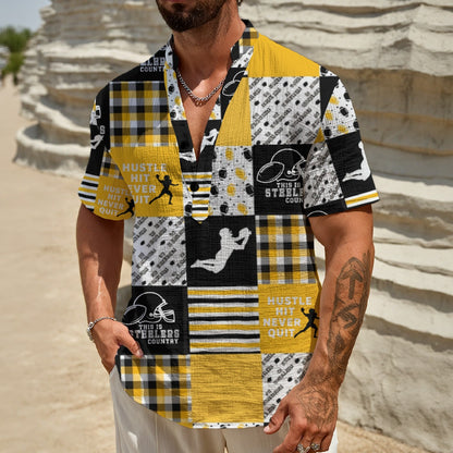All-Over Print Men's Henley Polo Shirt