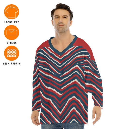 New England Football Game Day All-Over Print Men's V-neck Ice Hockey Jersey