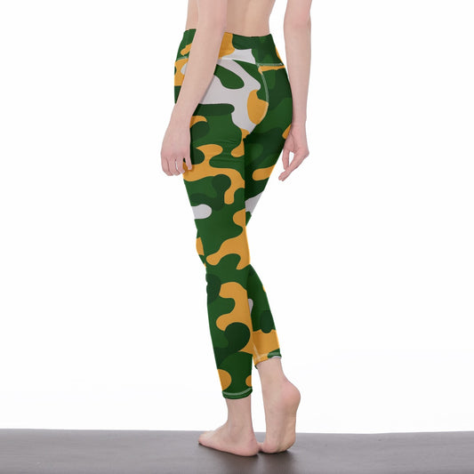 Green Bay Football Game Day All-Over Print Women’s High-Waisted Yoga Pants|210GSM