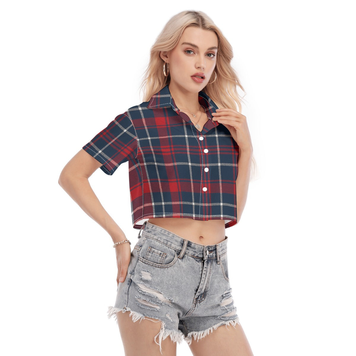 Arizona - Wildcats tartan plaid  Women's Cropped Shirt