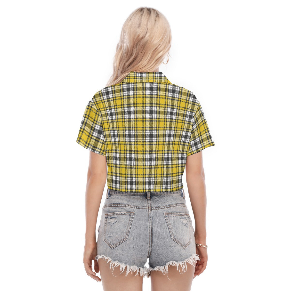 Iowa tartan plaid Hawkeyes Women's Cropped Shirt