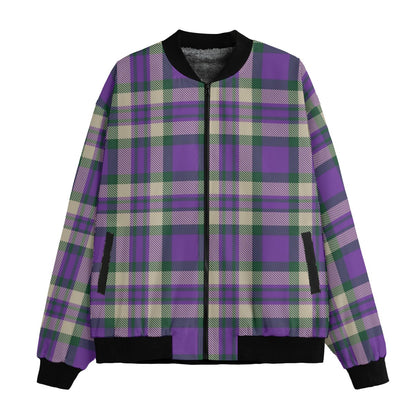 Isle of Skye – vibrant purple tan tartan  Fleece Bomber Jacket