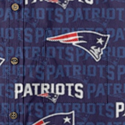New England Football Game Day All-Over Print Men's Casual Lapel Long Sleeve Shirt|125GSM Cotton