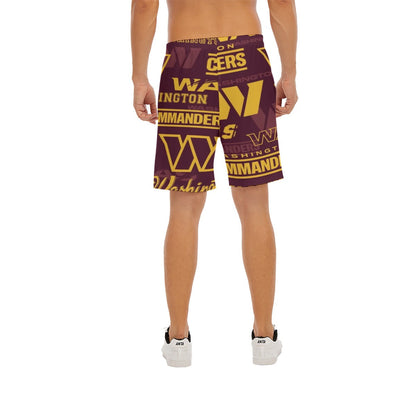 Washington Commanders Men's Beach Shorts With Elastic Waist