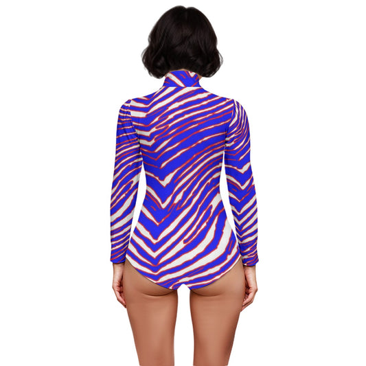 Buffalo Bills Zubaz women's puff sleeve bodysuit
