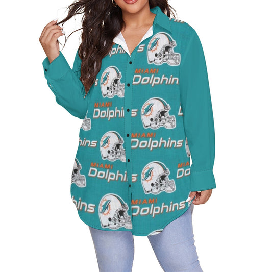 Miami Football Game Day All-Over Print Women's Shirt With Long Sleeve(Plus Size)